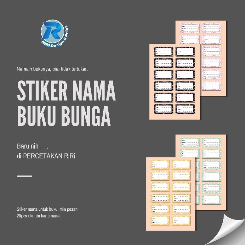 

RIRI Design Print Stiker Nama Buku Bunga