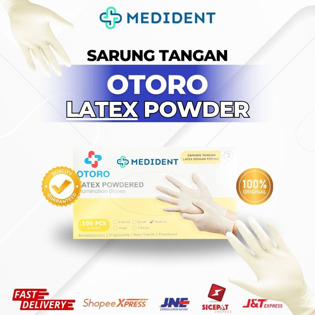Sarung tangan karet OTORO LATEX POWDER / hand gloves latex / Sarung Tangan kesehatan /handscoon medi