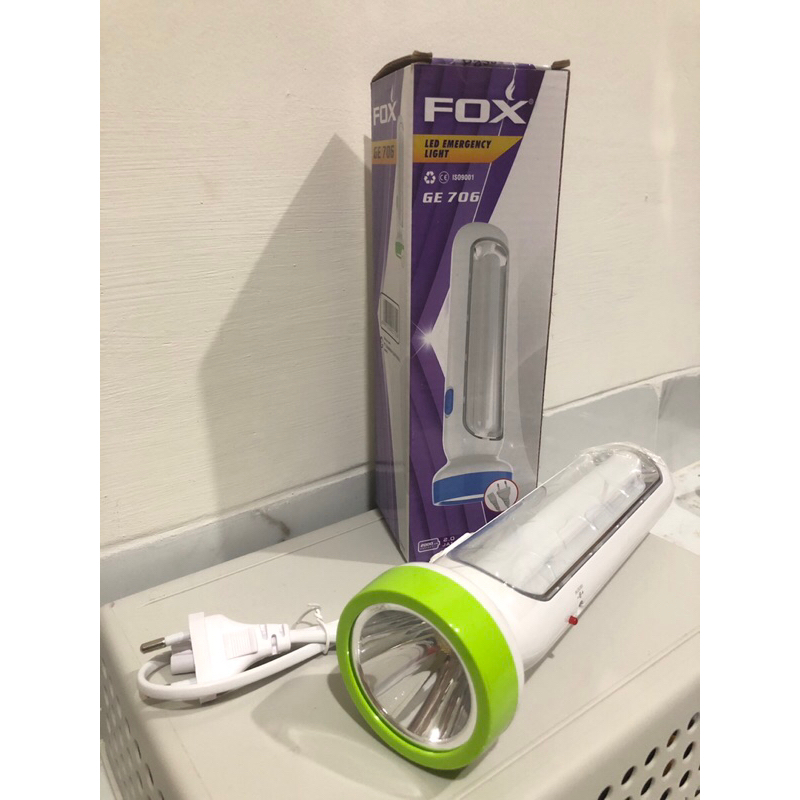 Fox Lampu Emergency + Senter Cas Charge FOX GE 706 Neon Darurat Lampu LED Super Terang LED Emergency