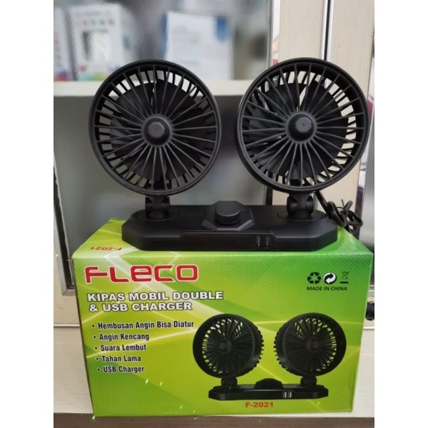kipas mobil 24v fleco/car fan dual blower 24v fleco besar+usb cas