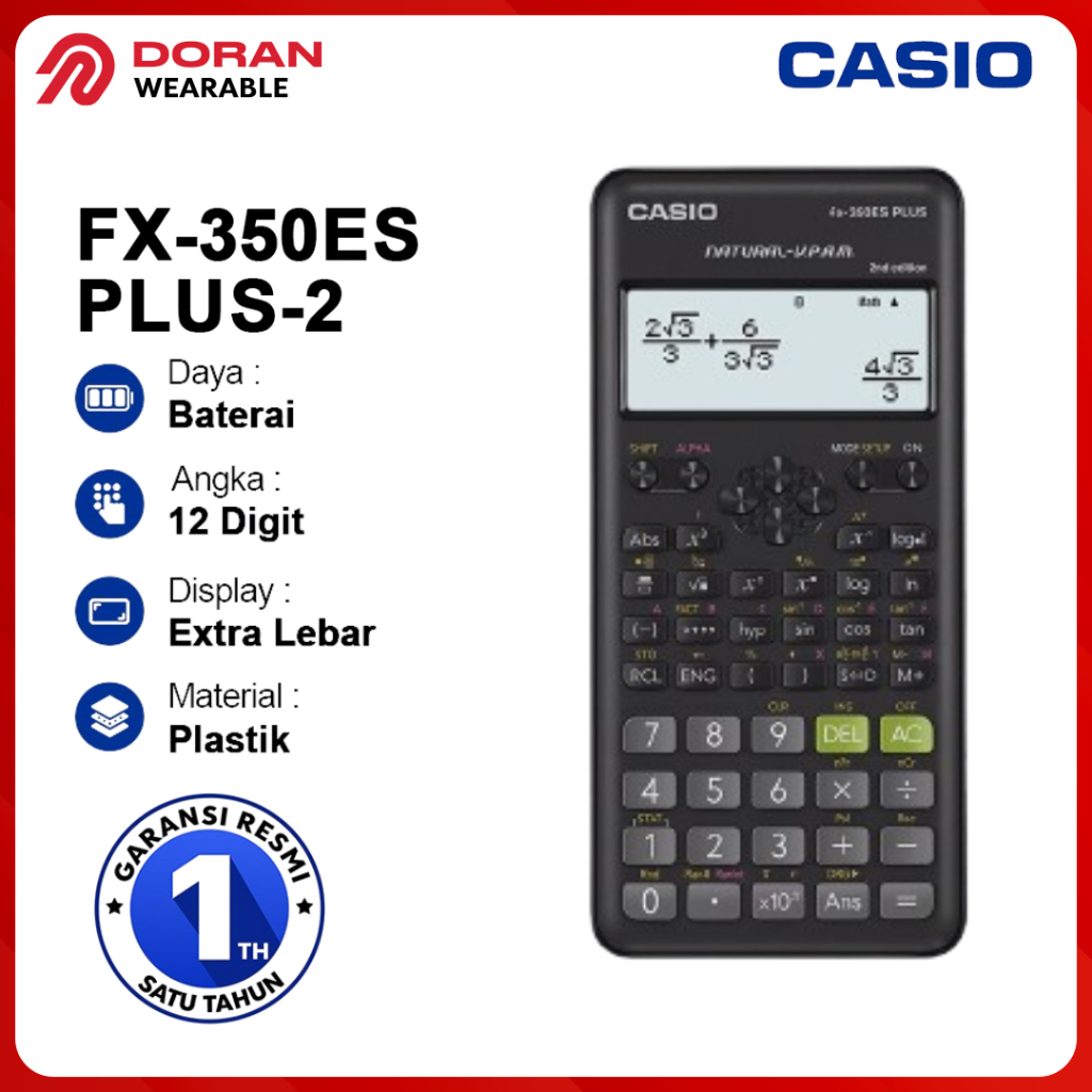 

CASIO Kalkulator Casio FX-350ESPLUS-2 | Casio FX-350ES Plus 2 - Kalkulator scientific - Garansi 1 Tahun