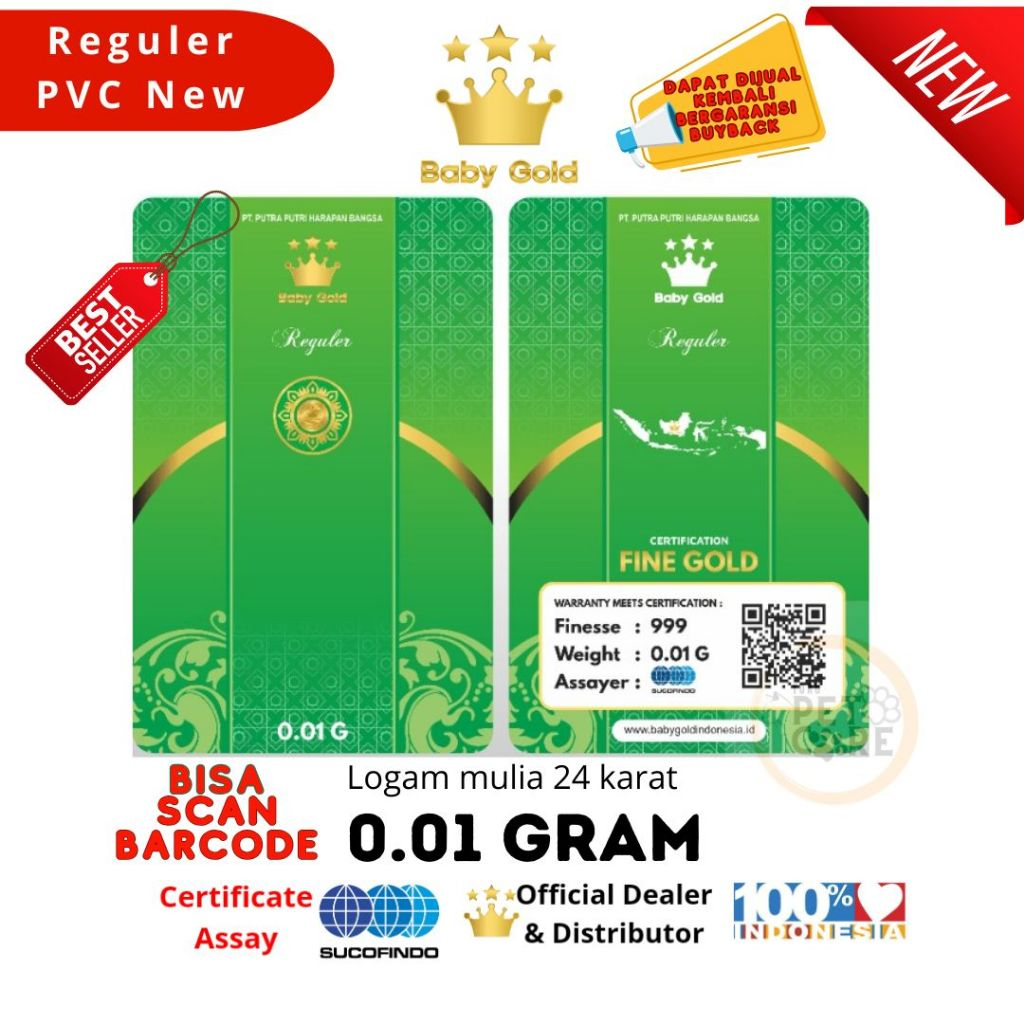 BABY GOLD PVC 0.01 GRAM EMAS MINI LOGAM MULIA