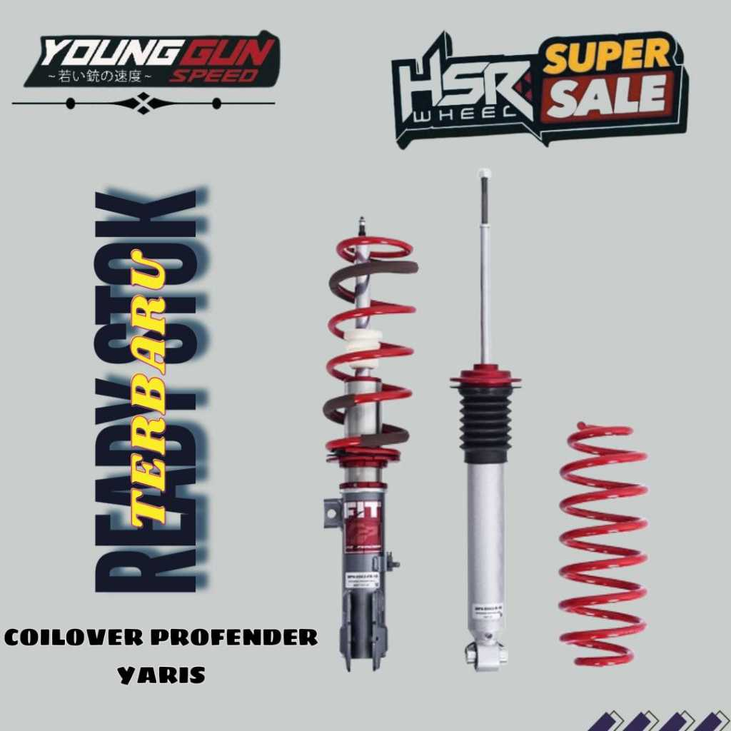Shock Breaaker Coilover Provender Toyota Yaris Per Ceper HSR Red 2/3 Jari