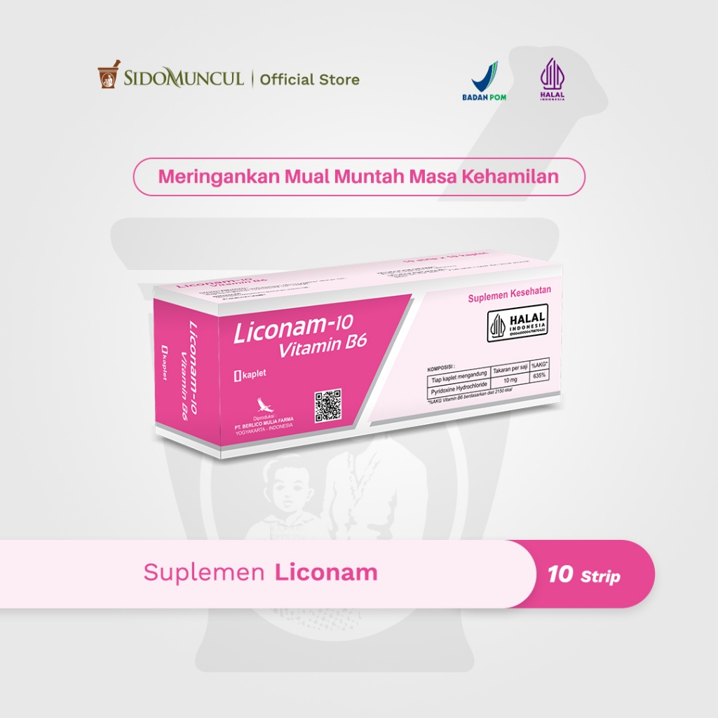 Liconam Vitamin B6 (10 Strip) Meringankan Mual Muntah Masa Kehamilan