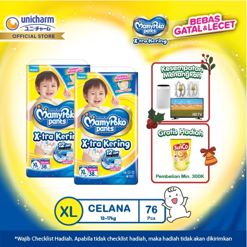 MamyPoko Pants X-tra Kering - XL 38 - Popok Celana - 2 Packs