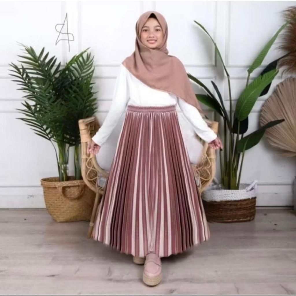 Rok Plisket Bludru Velvet Anak 1-12 Tahun Rok Anak Anak Rok  Bludru Anak Rok Plisket Bludru Anakanak
