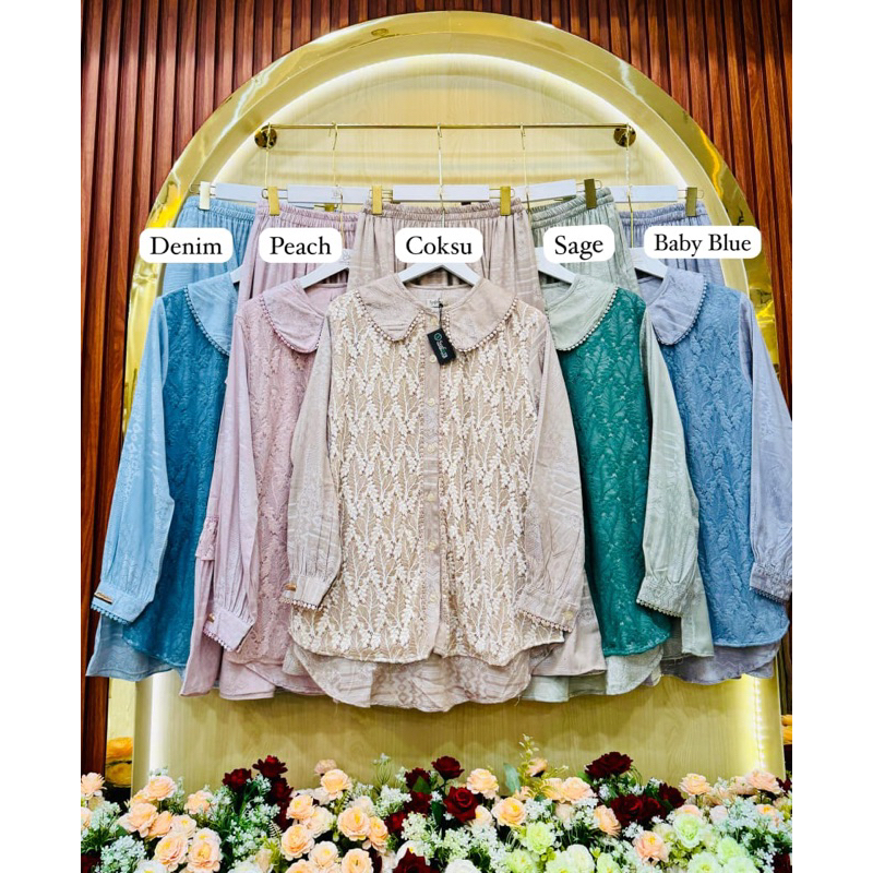 SET ROK PREMIUM BY SYAFEERA MATERIAL KATUN VISCOSE KOMBINASI BRUKAT KATUN PREMIUM SERIAN LIMA WARNA 