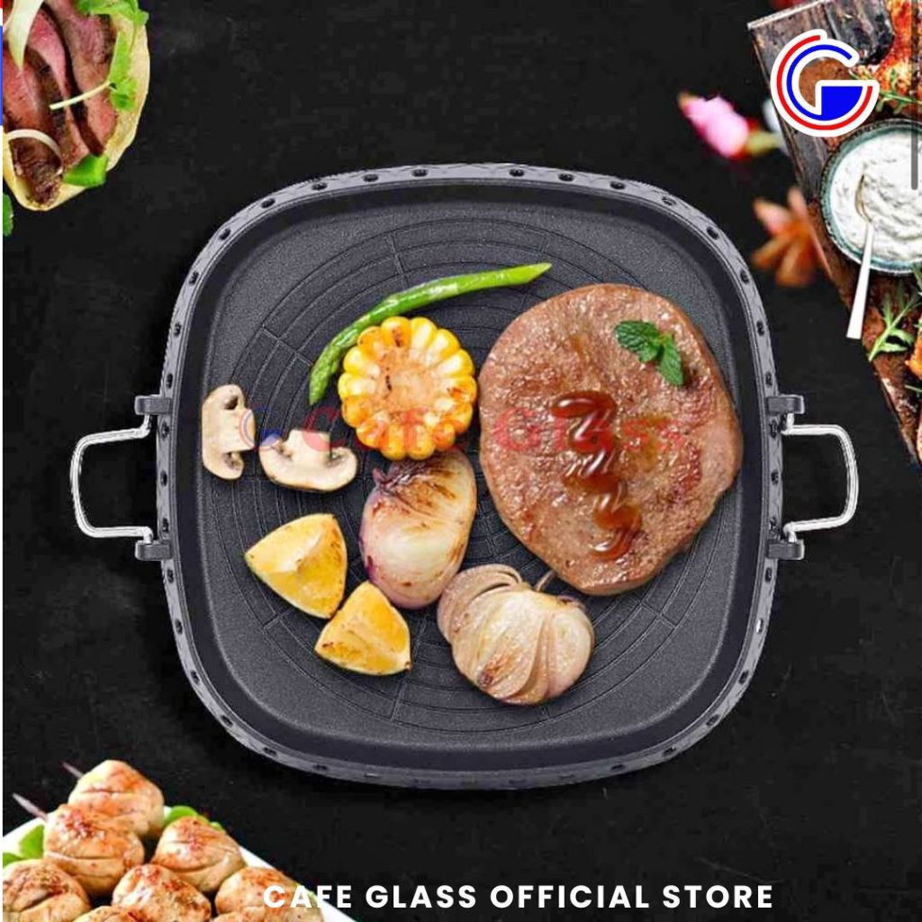 GRILL PAN MULTI ROASTER TEFLON GRANITE | ALAT PEMANGGANG BBQ ANTI LENGKET | 00136 GRILL KOTAK
