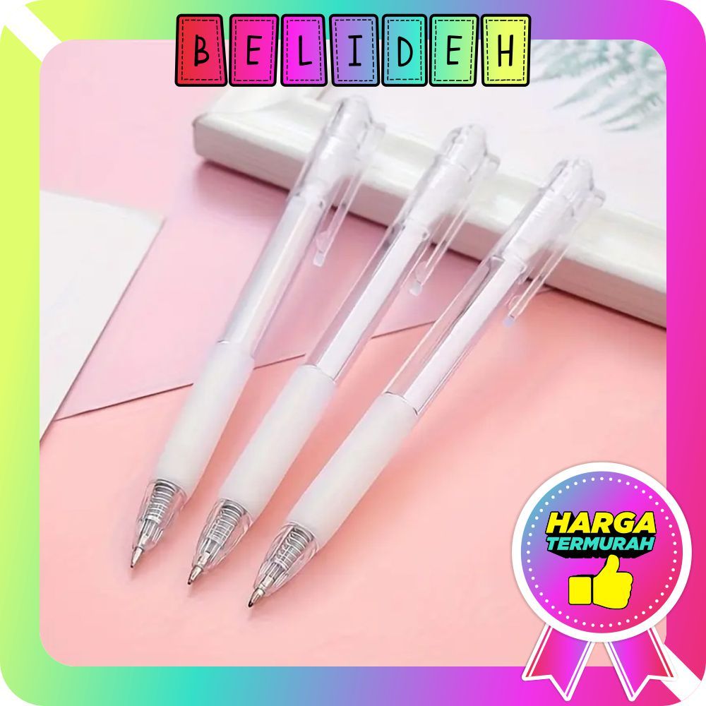 

☛BELIDEH☚ Pulpen Sederhana Style Transparan 0.5mm Black Ink Signature Gel Pen Best Stationary S141