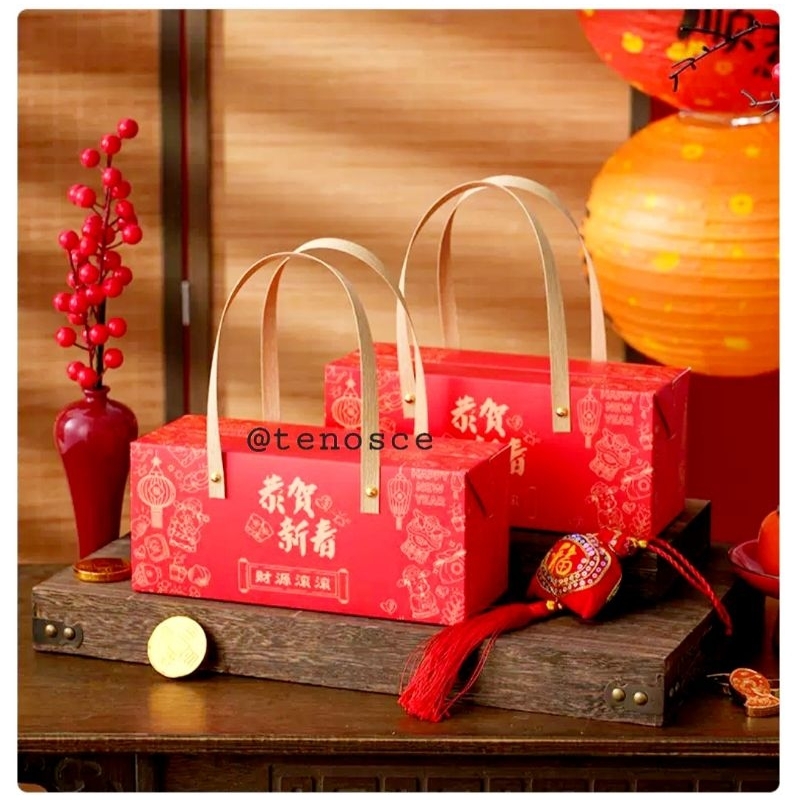 

5pcs Kotak Dus Box 24.5cm Jinjing Kue Lapis Roll Cake Spiku Roll Bolu Gulung Imlek Konien Sincia GXFC Handle Cream