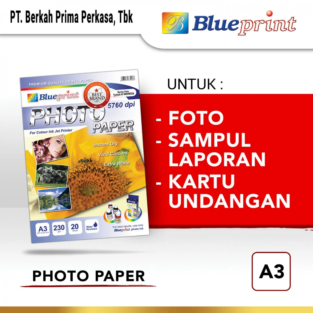 

Kertas Foto / Kertas Glossy / Glossy Paper BLUEPRINT A3 230 gsm