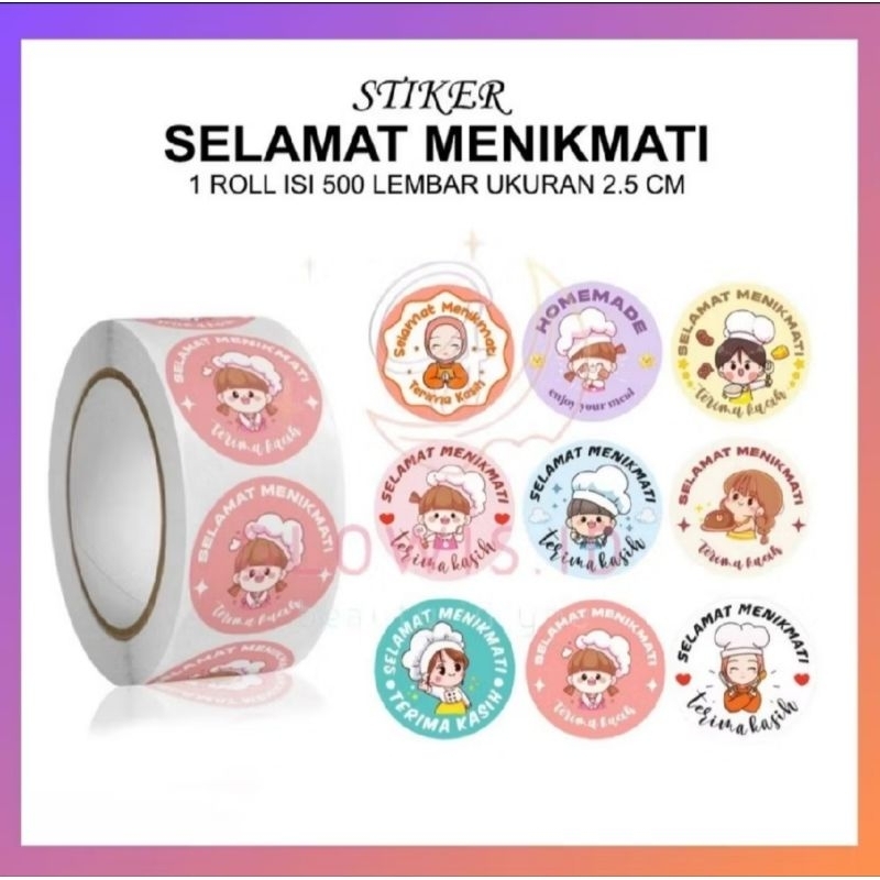 

Stiker Terima kasih Selamat Menikmati 500 pcs Sticker Bulat Untuk Makanan Kue