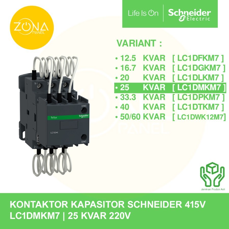 KONTAKTOR CAPASITOR KAPASITOR SCHNEIDER 25KVAR 25 KVAR LC1DMKM7