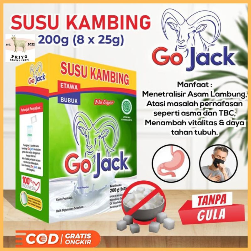 

Minuman Susu Kambing Asli Murni Etawa Go Jack 200g (No Sugar) Untuk Terapi Tulang Sendi Mengobati Pegal Linu Syaraf Kejepit Asam Lambung