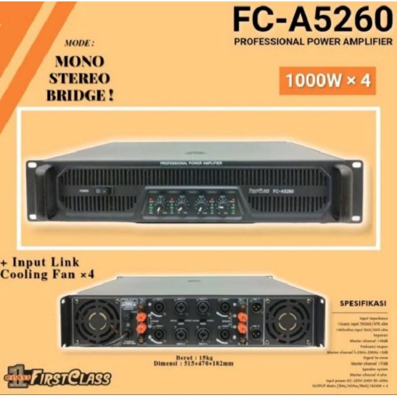 POWER AMPLIFIER FIRSTCLASS FC-A5260 ORIGINAL