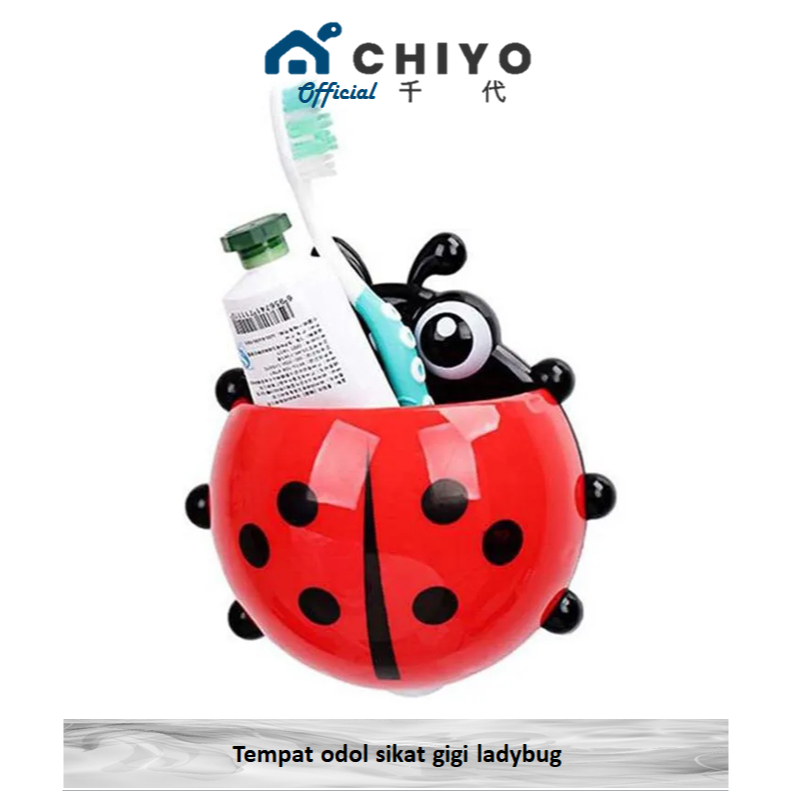 CHIYO Living - Tempat Sikat Gigi Odol Kumbang Toothbrush Holder Ladybug Tempel Kaca
