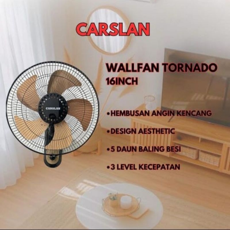 Wall Fan Besi Carslan 16” 1651 / Kipas Dinding Besi 16 inci / Kipas Angin tempel Dinding Tornado