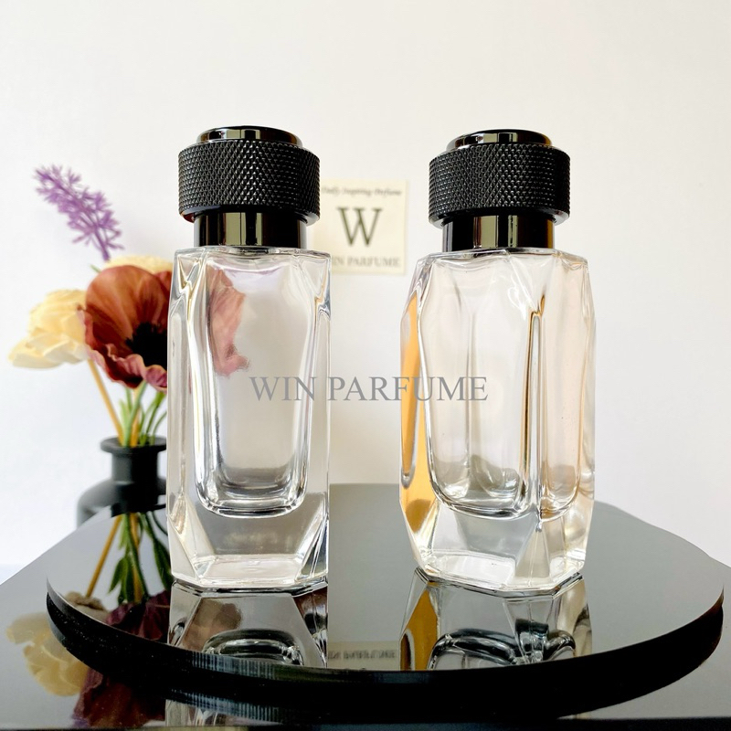 Botol Parfume Mewah 50ml Crystal Diamond Semi Press Tutup Premium Hitam Cincin Ring Spray Hitam