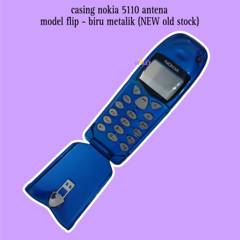 casing nokia 5110 antena. casing modif bentuk flip warna biru metalik (NEW old stock). casing nokia 