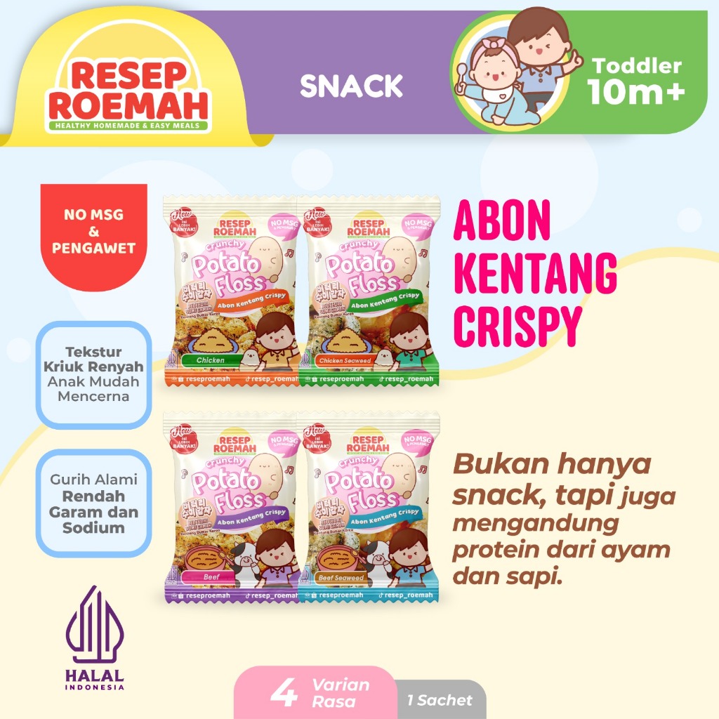 

Resep Roemah Kentang Abon Crispy Anak / Crunchy Potato Floss / Kentang Butter Korea / Kentang Abon Ayam Sapi Ikan Premium / BB Booster Beef Chicken Fish Floss / MPASI Bayi Anti GTM / Halal No MSG