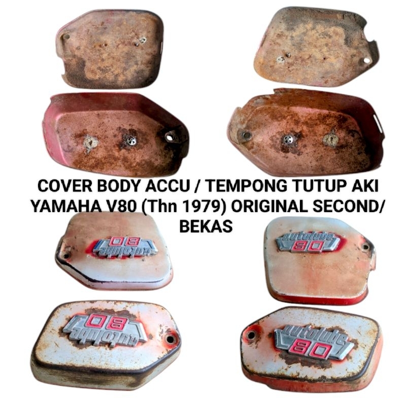 TEMPONG AKI SAMPING KANAN KIRI (MERAH) YAMAHA V80 V 80 PLATINA TAHUN 1979 KOMPLIT EMBLEM SESUAI FOTO