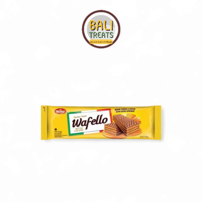 

Wafello Butter Caramel Wafer dengan krim karamel mayora