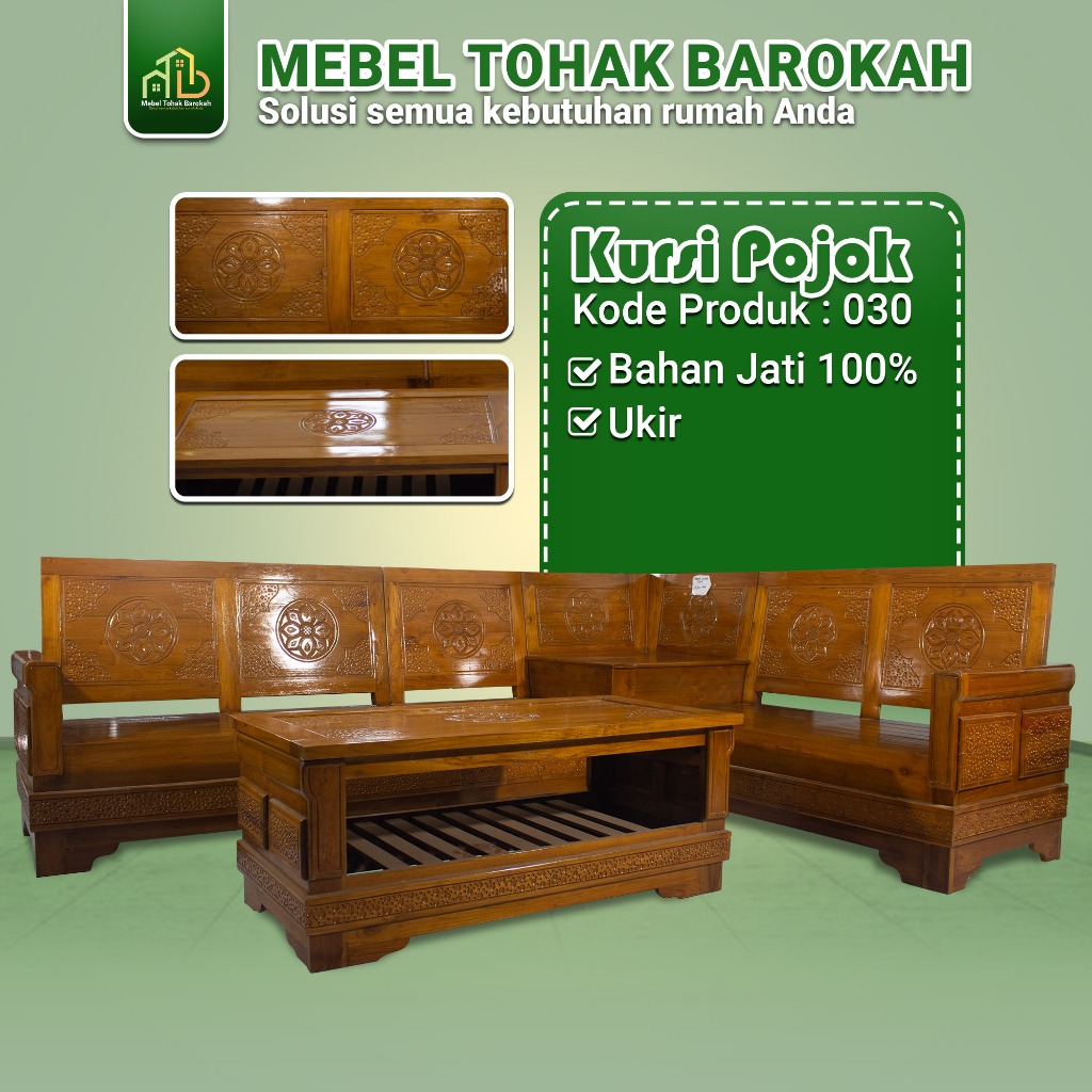 Kursi Pojok Ukira kayu jati, Kursi kayu jati