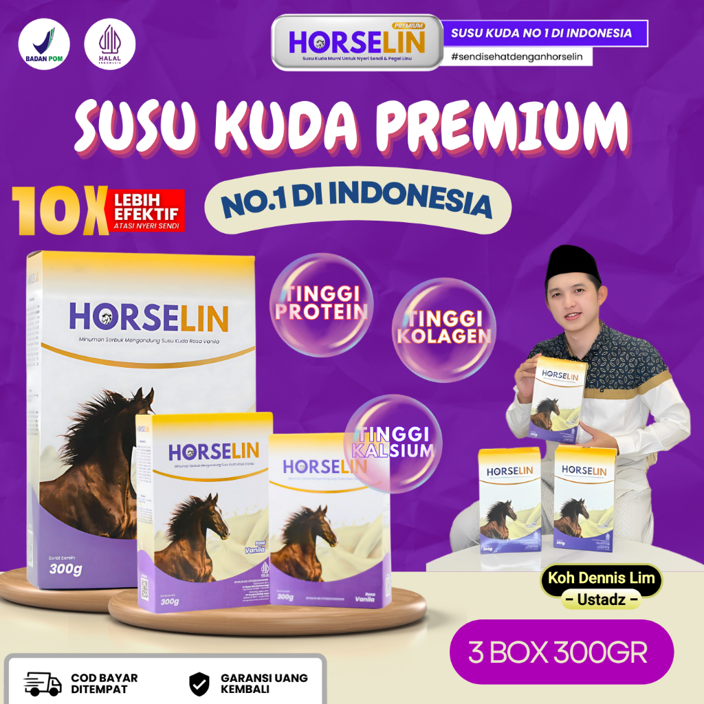 

HORSELIN 3 BOX SUSU KUDA SUMBAWA UNTUK NYERI SENDI PEGAL LINU ASAM URAT REMATIK AMPUH ORIGINAL 300GR