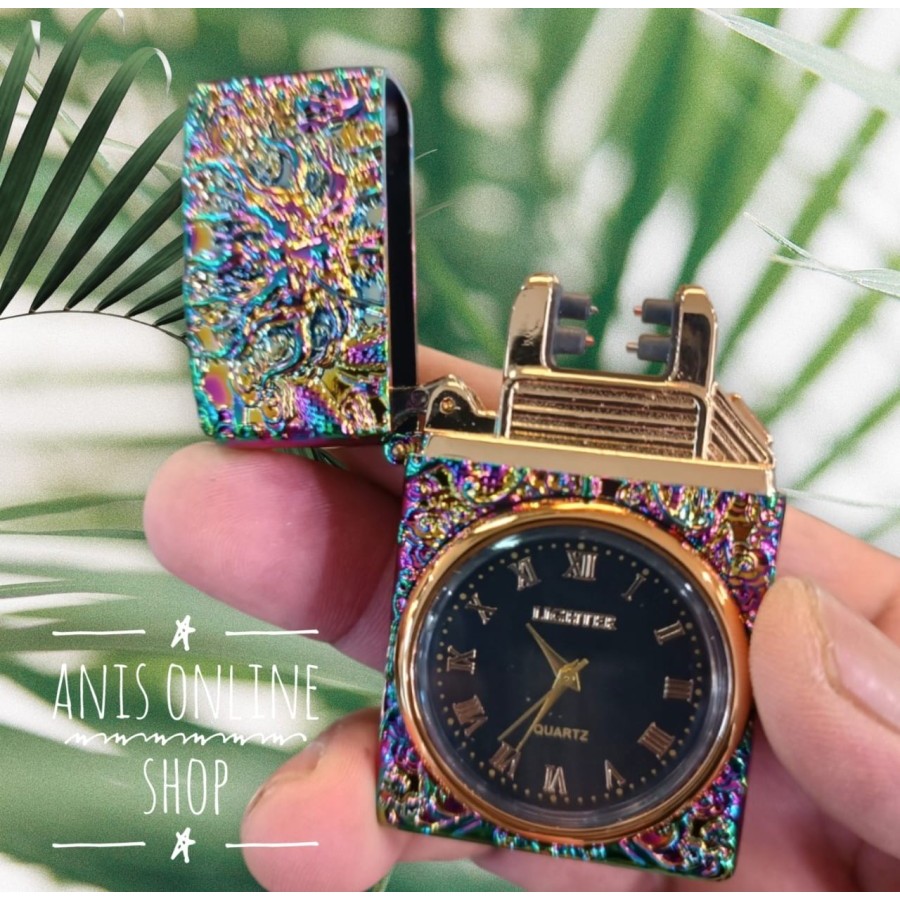 Korek Api Elektrik Cas Double Plasma Jam Mancis Unik