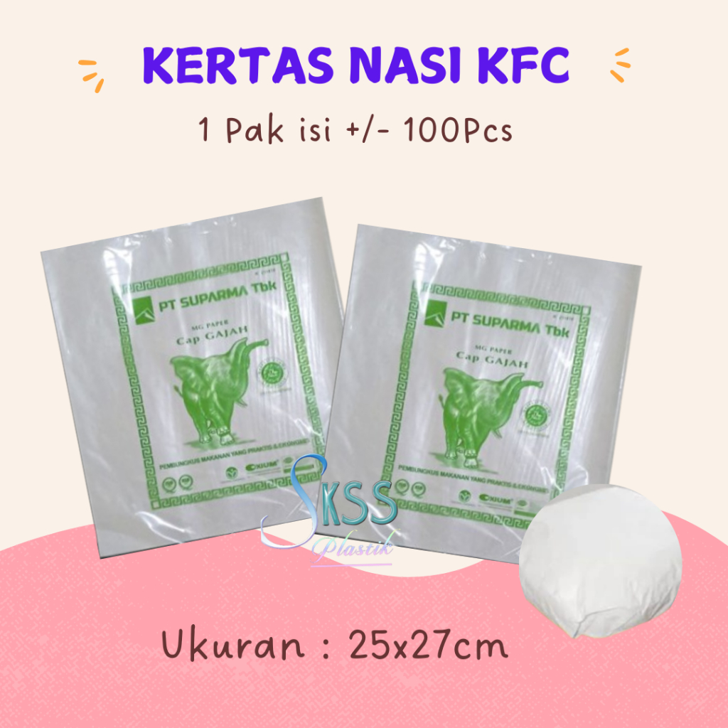 Kertas Bungkus Nasi Putih Kfc Isi 100 Lembar - Bungkus Nasi Kertas - Kertas Pembungkus Nasi