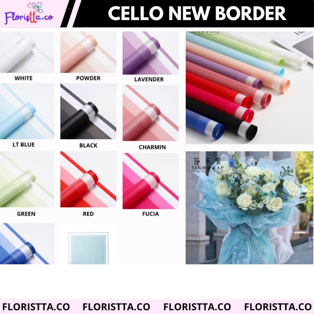 

(PACK) Cellophane NEW BORDER flower wrapping kertas buket isi 20 lembar