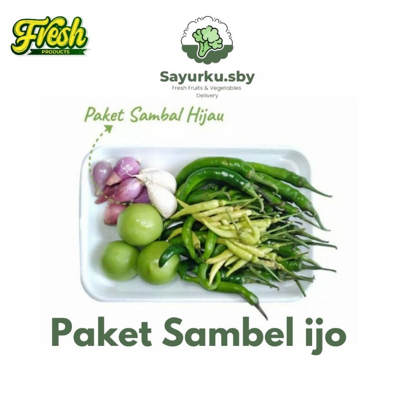 

Sayurku.Sby ( bisa kirim instan) Paket Sambel Hijau/ Sambel Ijo FRESH 1 Pack