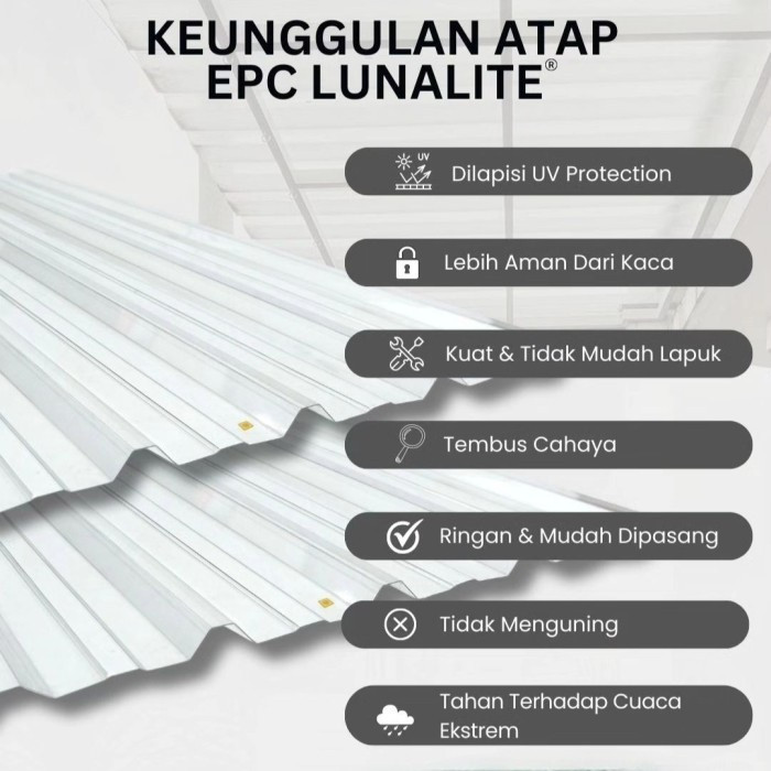 Atap Spandek Transparan Lunalite fiber glas model spandek