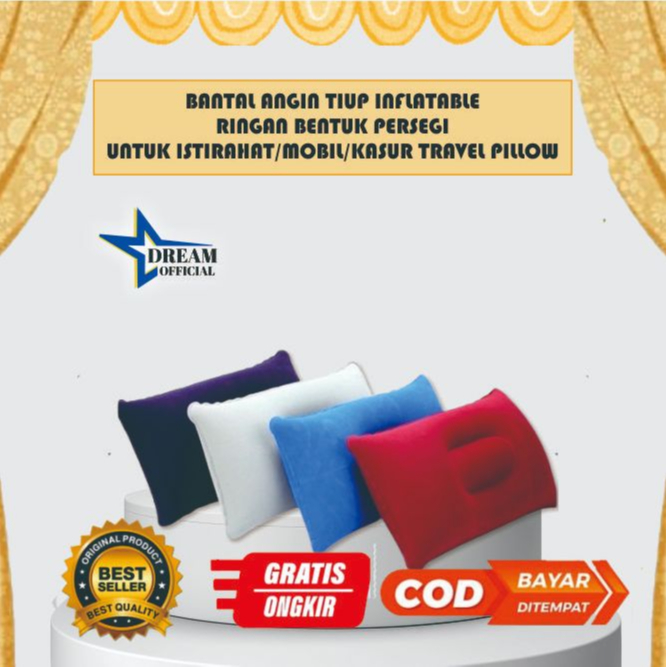 Bantal Angin Tiup Inflatable Ringan Bentuk Persegi Untuk Istirahat/Mobil/Kasur Travel Pillow