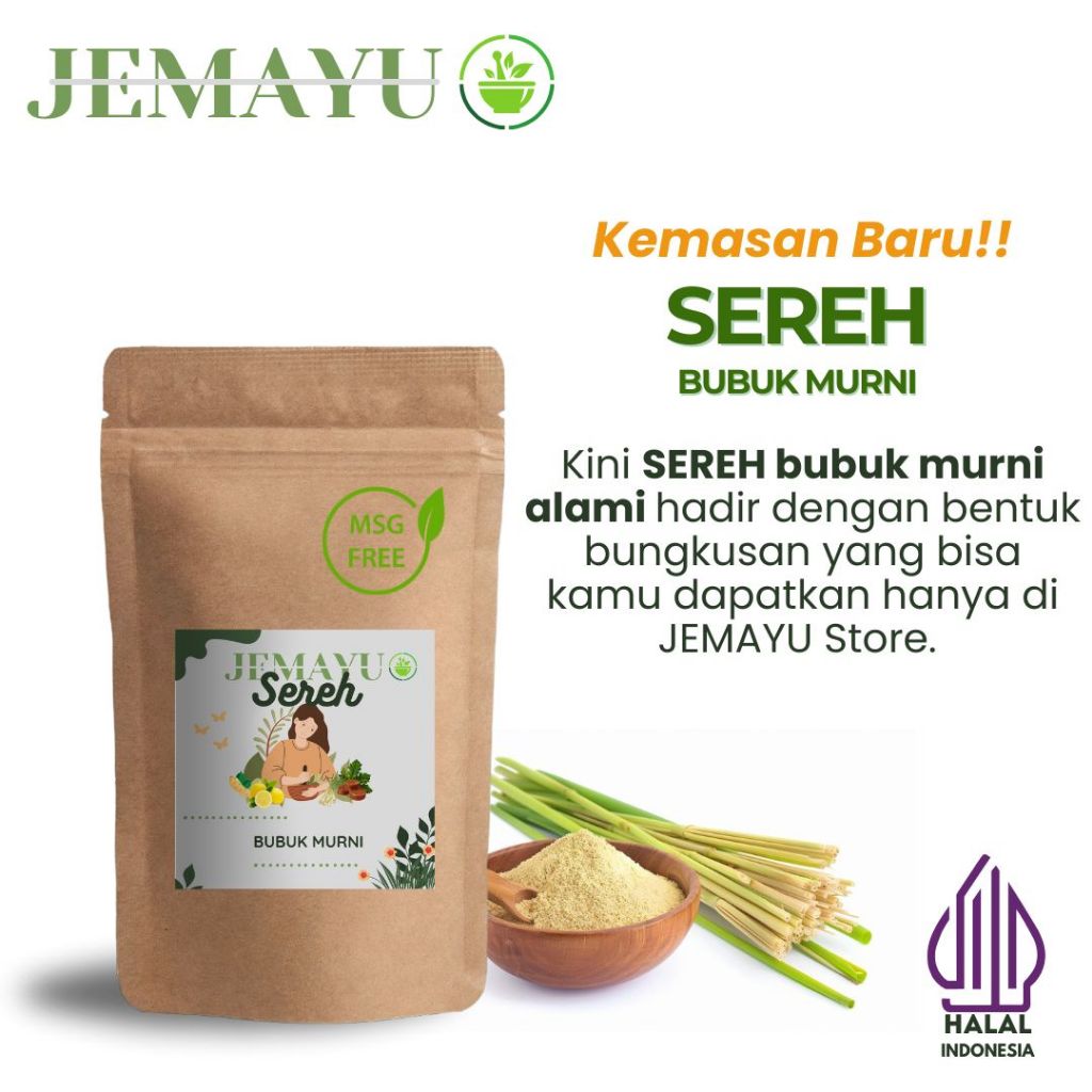 

Sereh Bubuk Murni Herbal Jamu Tanpa Campuran JEMAYU