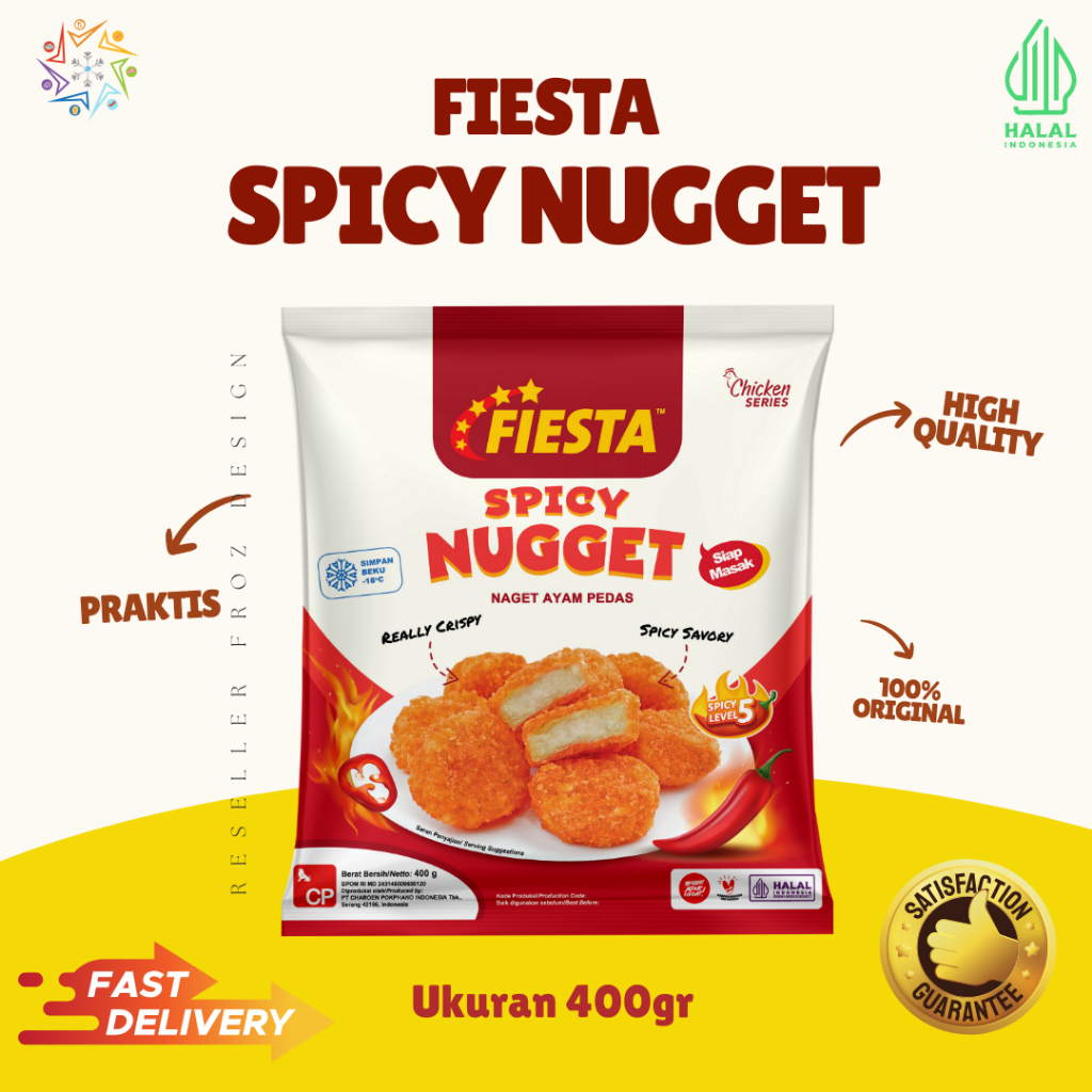 

SPICY NUGGET FIESTA 400GR | NAGET RASA PEDAS FIESTA | NAGET HOT | NAGET BULAT PEDAS PIESTA | FIYESTA