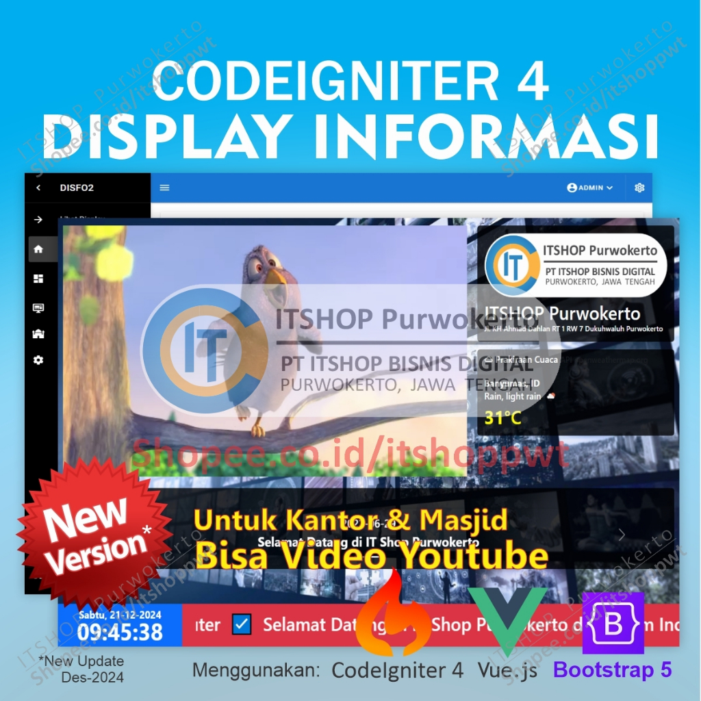 Source Code Aplikasi Web Display Informasi DISFO Dengan CodeIgniter