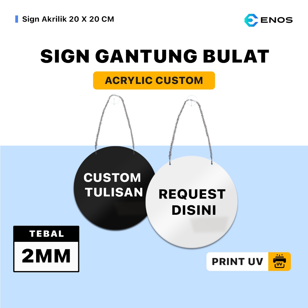 

Signage Custom Akrilik / Acrylic - Papan Tanda Gantung Request Tulisan