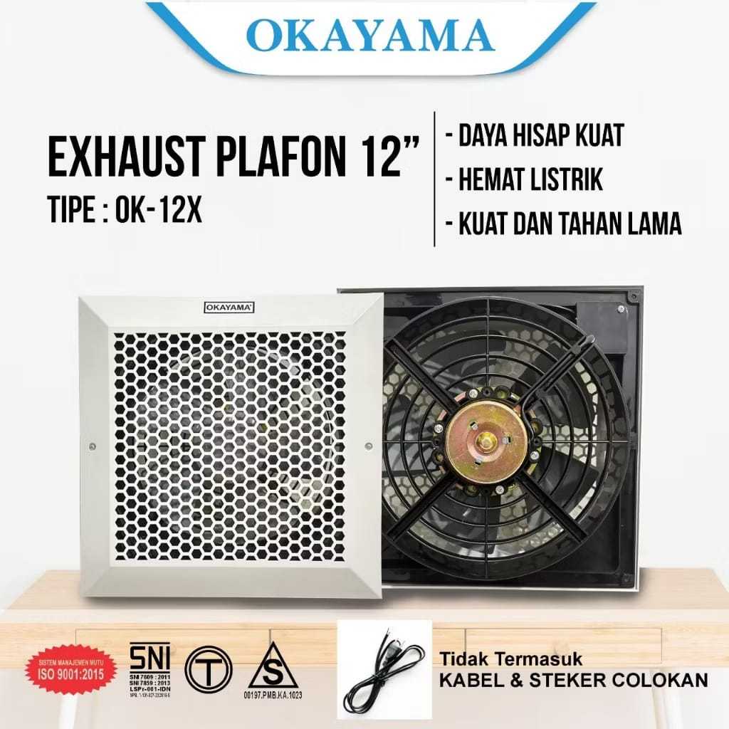 Okayama Exhaust Fan / Kipas Angin Hexos Plafon Dak 12 inch Okayama OK-12X