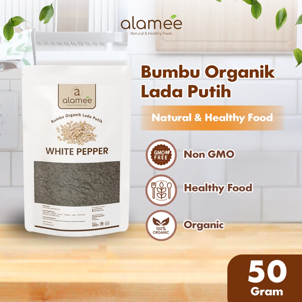 

ALAMEE White Pepper Powder Lada Putih Bubuk Merica Whitepepper Bumbu Dapur Tanpa Campuran 50 gram