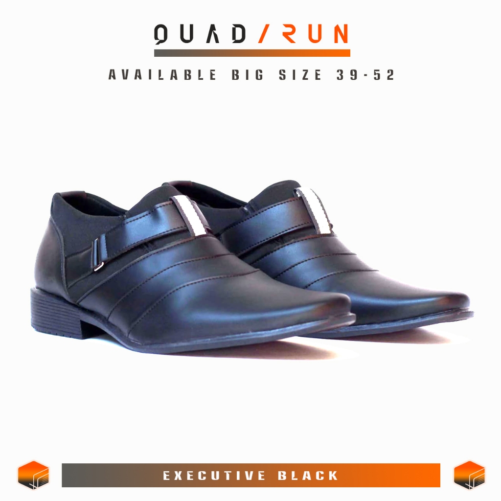 Quadrun Footwear Executive Black Sepatu Oxford Hitam Kerja Formal Pesta Kondangan