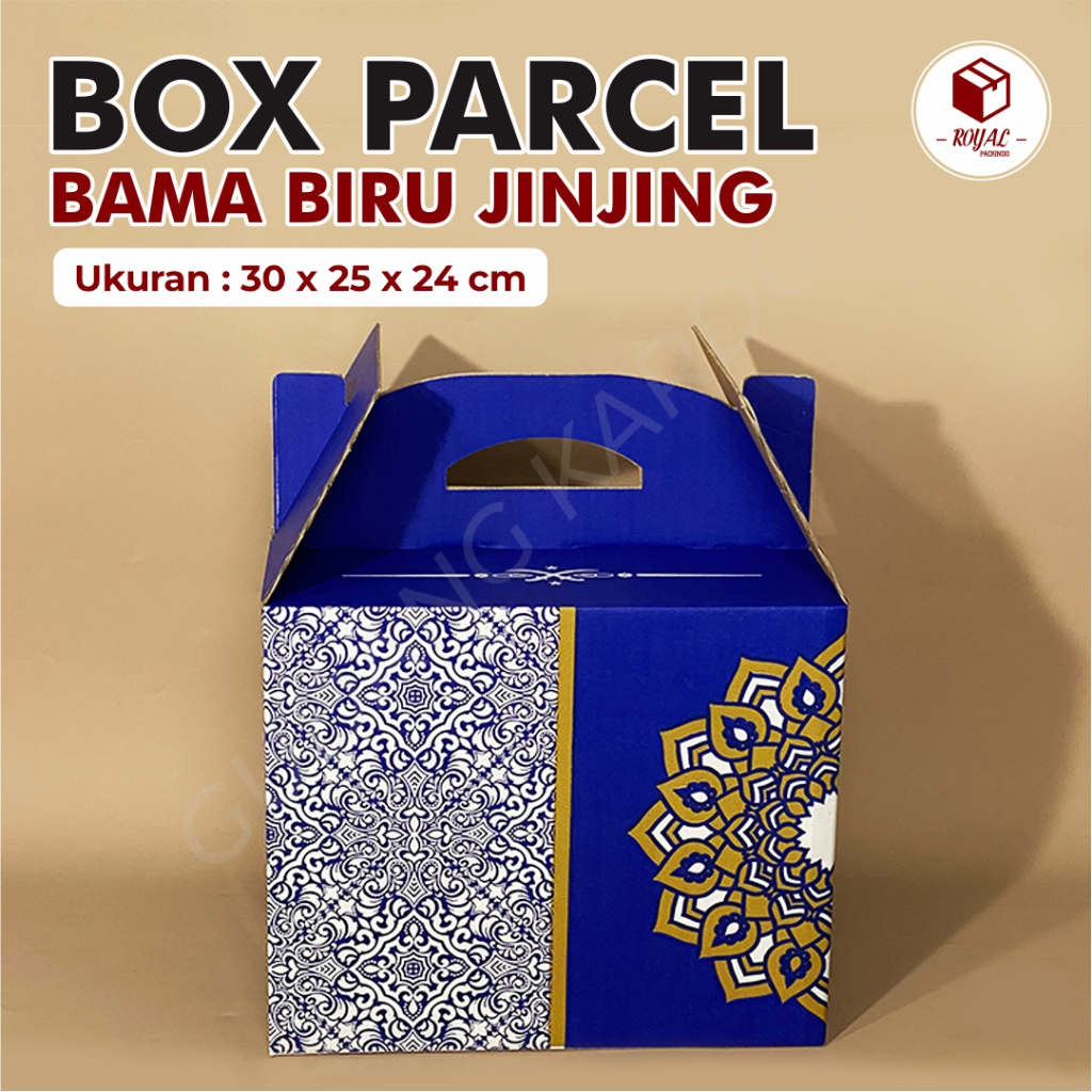 

BOX BAMA BIRU 30 x 25 x 24 cm - BOX JINJING PARCEL -GABLE BOX PARCEL BATIK/HAMPERS SEMBAKO/ PARCEL IDUL FITRI/PARCEL BOX