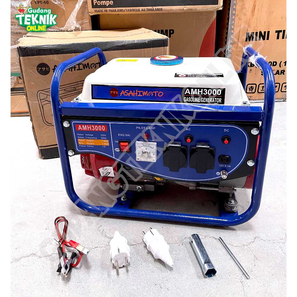 Genset Listrik 1300Watt ASAHIMOTO AMH3000 / Power Generator 1300W AMH 3000 - Genset Generator Gasoli