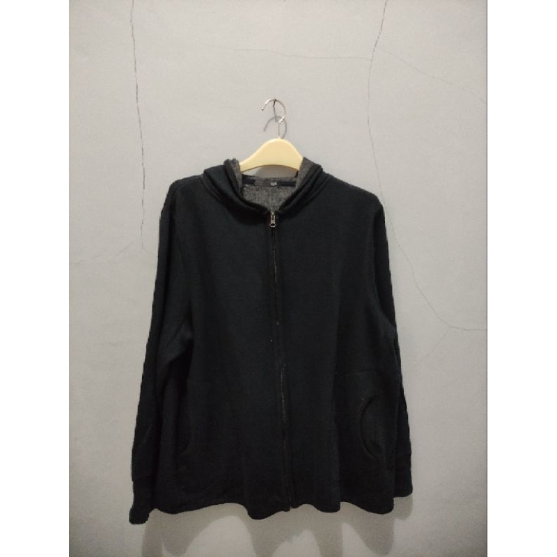 Hoodie zipper hitam | Sherpa dalam