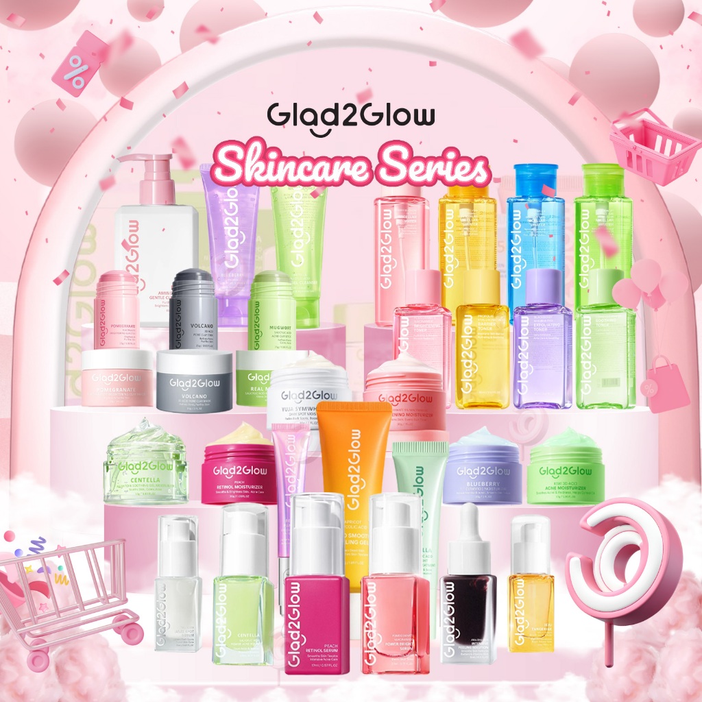 GLAD2GLOW - SKINCARE SERIES - Skincare Wajah Moisturizer | Toner | Eye | Serum | Acne Spot | Cleanse