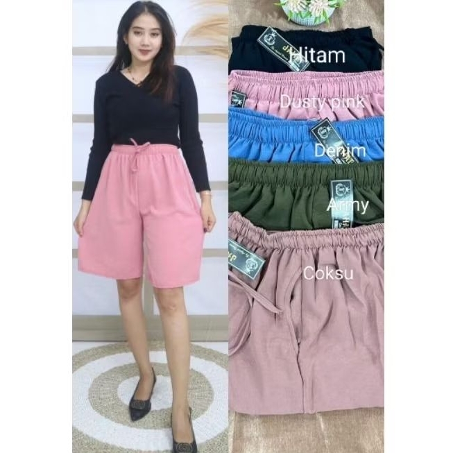 KULOT PENDEK CRINKLE 3/4 CELANA PENDEK WANITA KULOT CRINKLE PENDEK ADA SAKU
