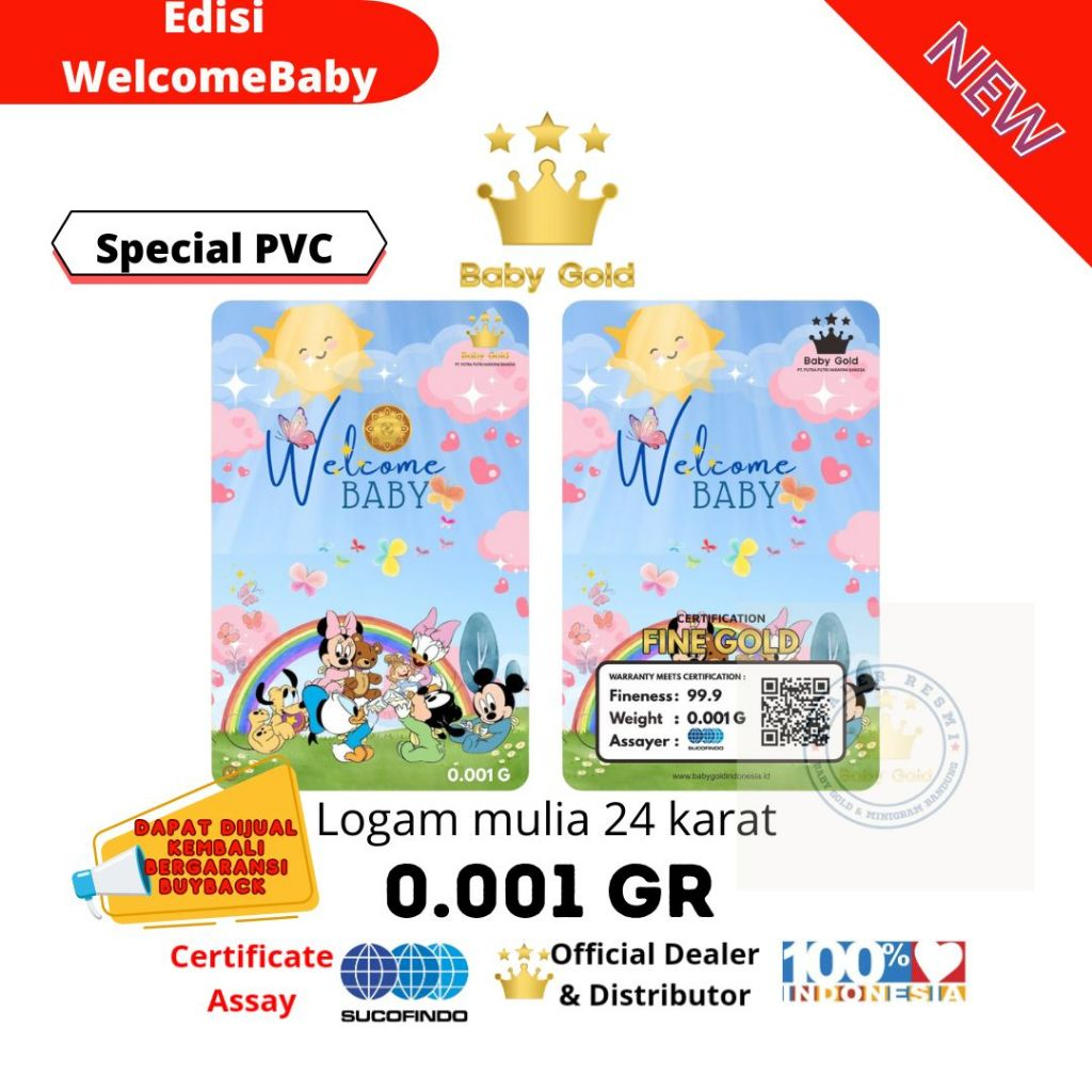 LOGAM MULIA BABYGOLD EDISI WELCOME BABY 0.001 GRAM EMAS MINI 24K