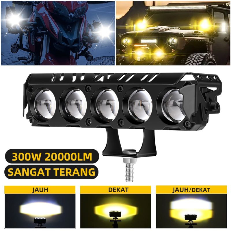 LAMPU LED TEMBAK SQL 5 lampu sorot mata putih-kuning full alumunium motor mobil truck dll universal 