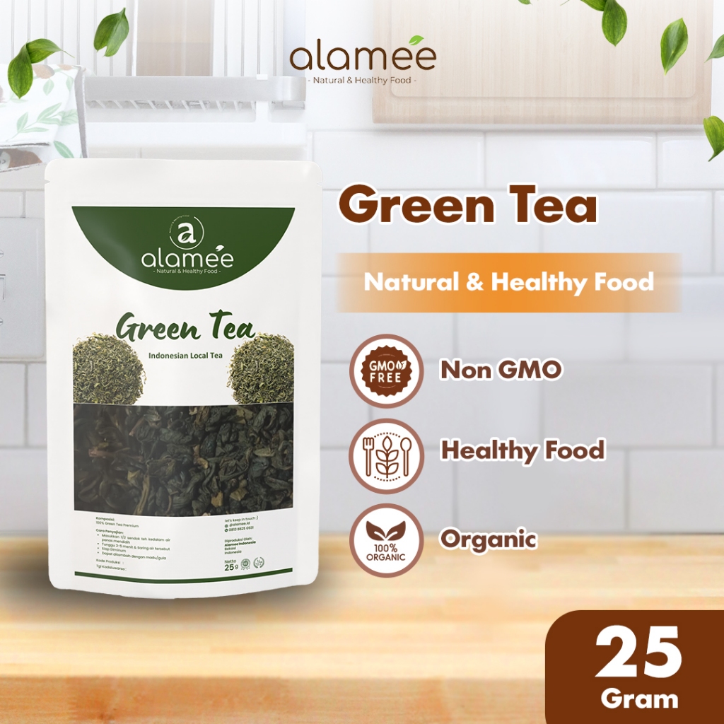 

ALAMEE Green Tea Teh Hijau Organik Organic Kering Greentea Minuman Herbal 25gr