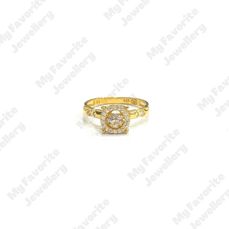 Cincin Dancing Stone Mewah Uk16 Emas Asli Kadar 875